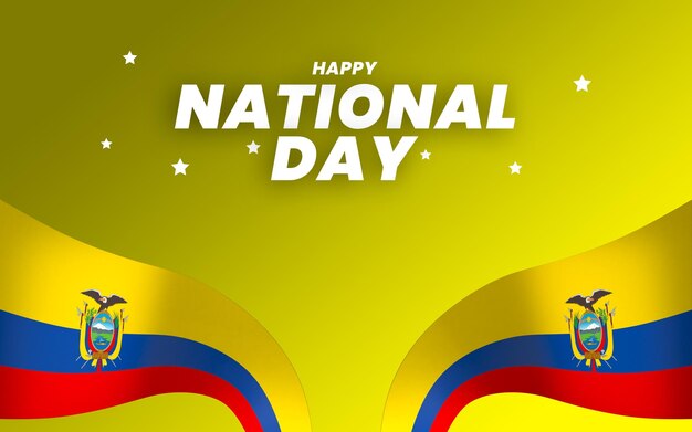 Ecuador flag element design national independence day banner ribbon psd