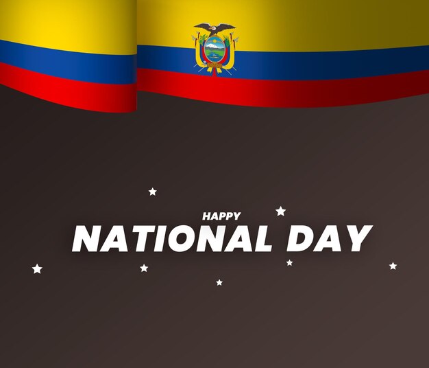 Ecuador flag element design national independence day banner ribbon psd