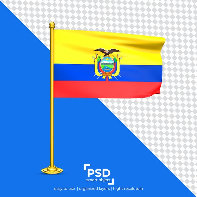 Ecuador waving flag set isolated on transparent background