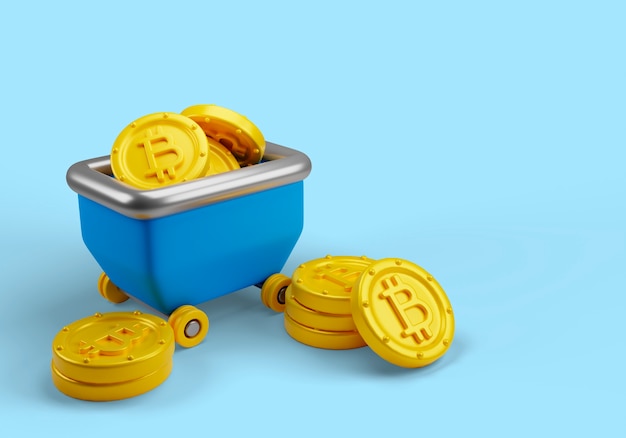 ed illustration of cryptocurrency in wagon
