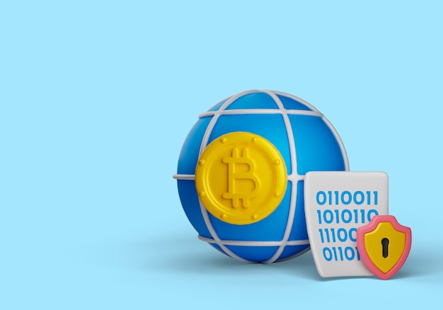 Ed illustration of cryptocurrency with lock and planet