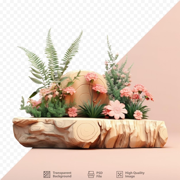 Ed logs with plants on a transparent background isolated with clipping path