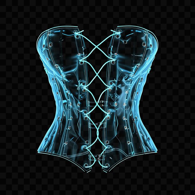 PSD edgy corset with a lace up front and a form fitting shape ma glowing object y2k neon art design