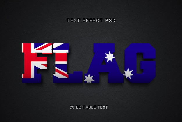 PSD edit table text effect flag australia