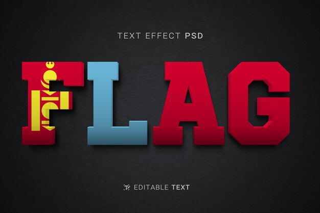 PSD edit table text effect flag mongolia