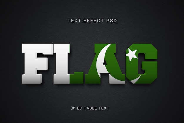 PSD edit table text effect flag pakistan