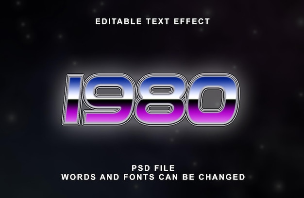 Editable 1980 Retro Chrome Text Effects