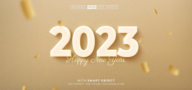 Editable 2023 3d text style template for happy new year greetings with cream theme