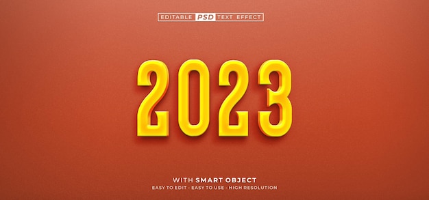 Редактируемый 3d текстовый шаблон 2023 года для поздравления с новым годом с оранжевым фоном