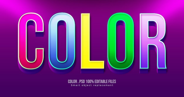 PSD design con effetto testo a colori 3d modificabile