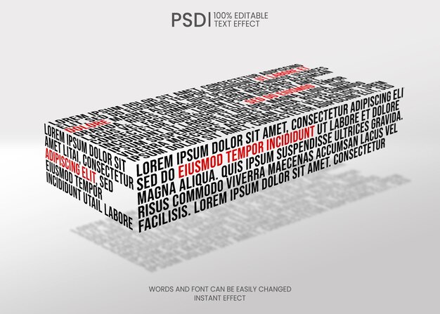 PSD editable 3d cube text effect