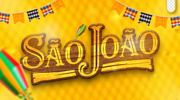 PSD editable 3d promotional logo offers of so joo arraia festa junina in brazil social media