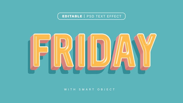 Editable 3D Style Friday Text Effect A blue background with the word friday on it
