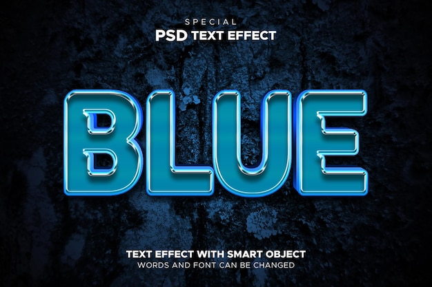 Editable 3d style logo mockup blue text effect