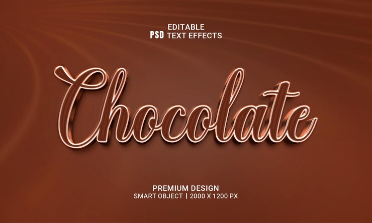 PSD editable 3d text effect with chocolate