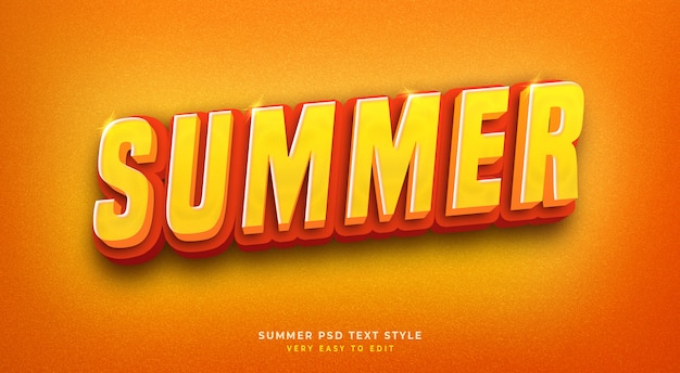 Editable 3d text style effect psd  with  summer shiny