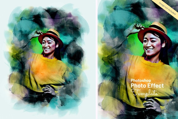 Editable artistic watercolor painting effect for photoshop