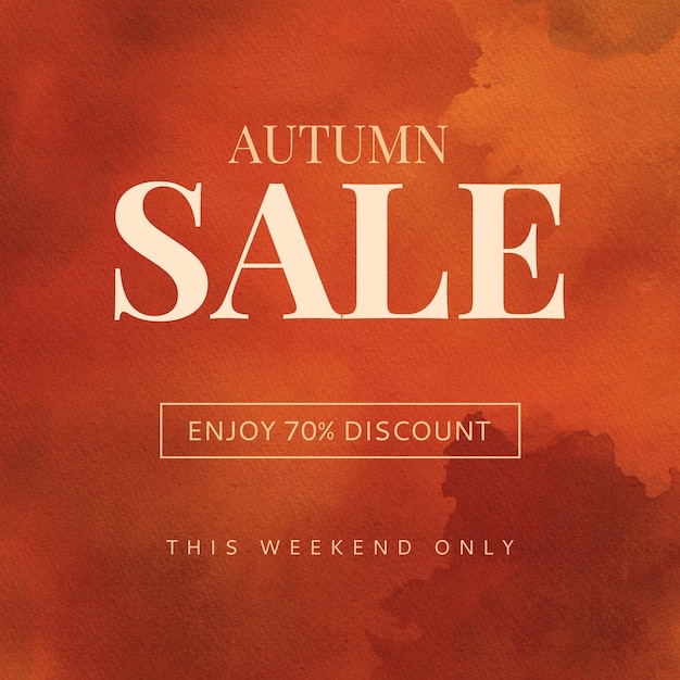 PSD editable autumn sale banner with watercolor background