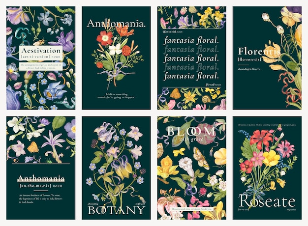 PSD editable beautiful floral template psd ad poster set