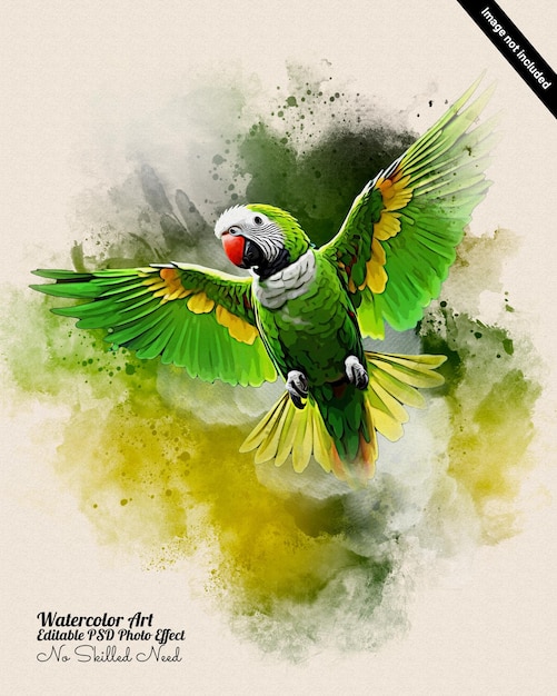 PSD editable bird watercolor photo effect