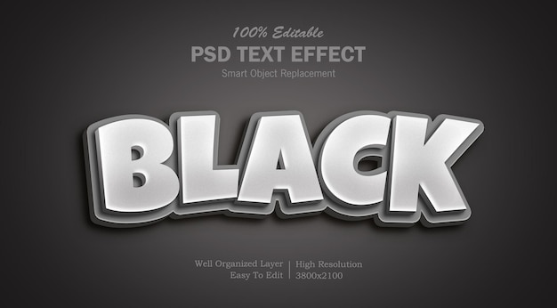 PSD Редактируемый черный цвет photoshop 3d текстовый эффект