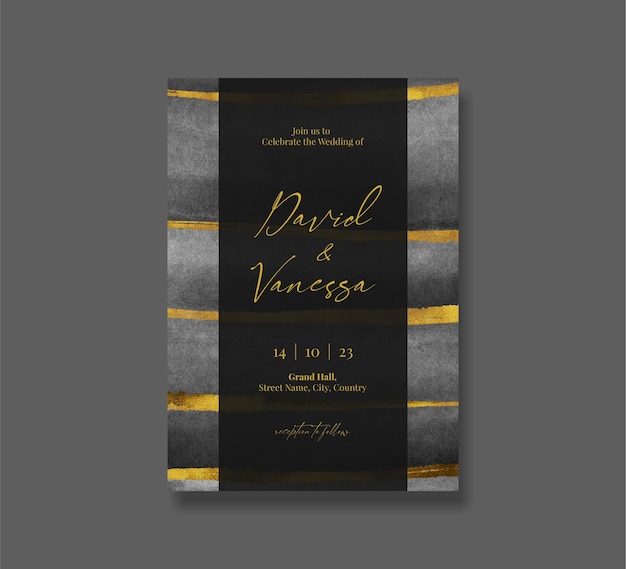 Premium PSD Editable black and gold wedding invitation card template Premium PSD Editable black and gold wedding invitation card template