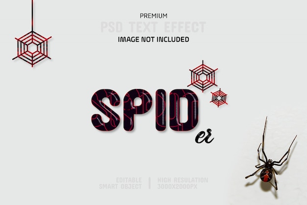 PSD editable black and red spider text effect template