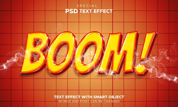 Editable Boom text effect smart object style comic cartoon