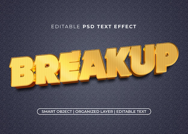 Editable breakup text effect