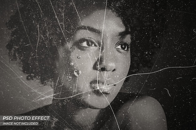 Editable broken glass effect portrait mockup template