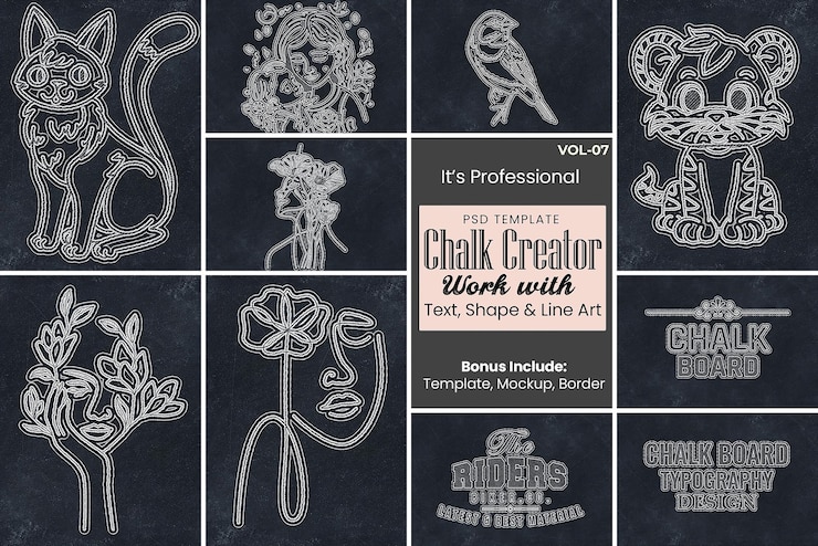 PSD editable chalk bord effect