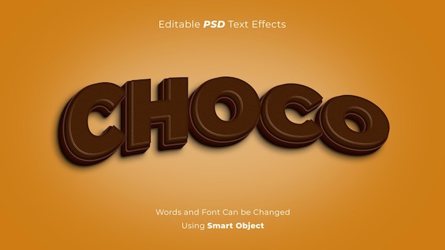 Effetto di testo psd 3d al cioccolato modificabile