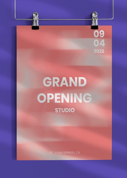 Editable clipped poster mockup for grand opening ad