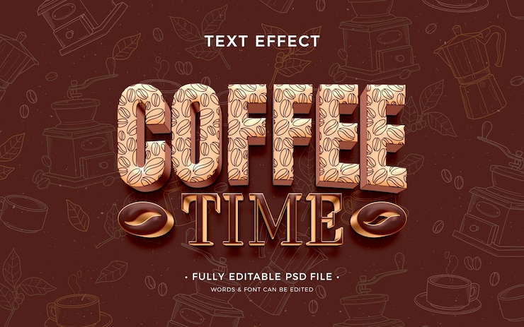 PSD editable coffee pattern text effect