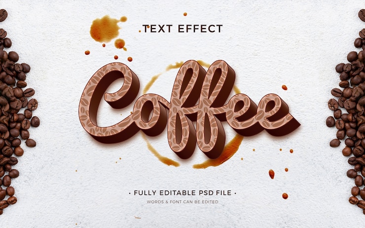 PSD editable coffee pattern text effect
