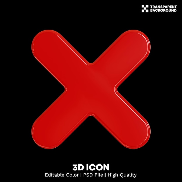 PSD editable color 3d rendering cross icon