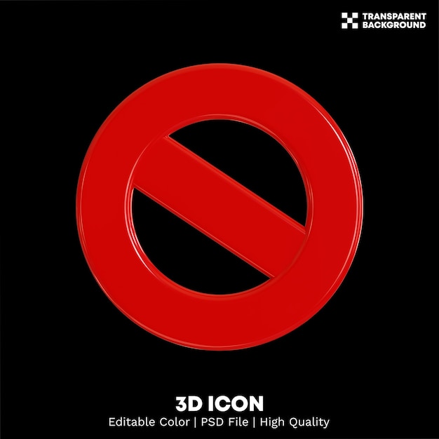 PSD editable color 3d rendering forbidden icon