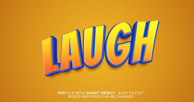 Editable comic text effect laugh 3d style