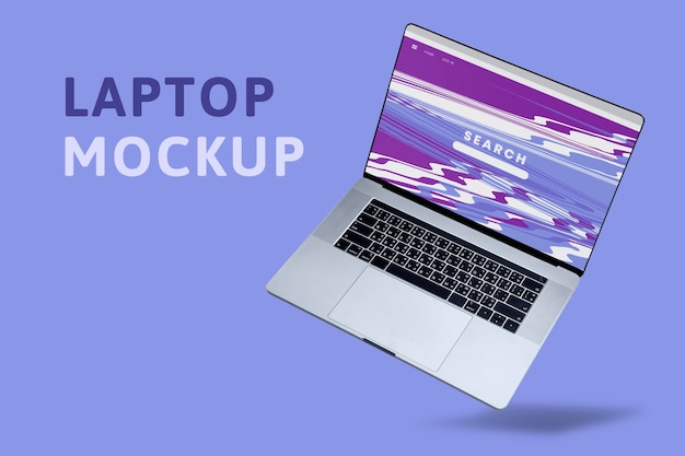 Editable computer screen mockup with presentation slides