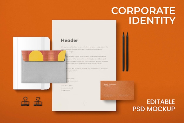 PSD 비즈니스 기업을 위한 편집 가능한 기업의 정체성 이랑 psd 설정