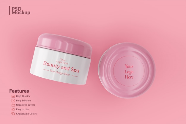 Editable cosmetic jar mockup