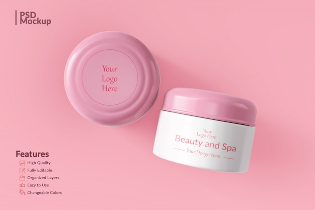 Editable cosmetic jar mockup