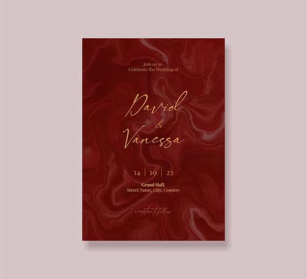 PSD editable dark red wedding invite template