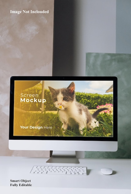 Editable desktop computer screen mockup
