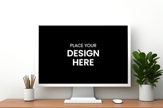 Editable desktop screen mockup design template Realistic imac mockup