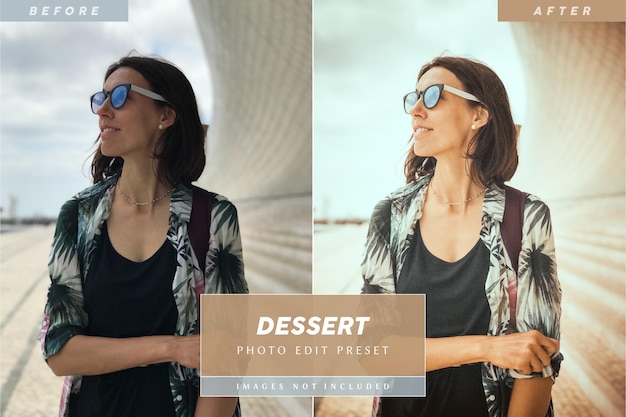 PSD editable dessert look photo preset for social media pictures