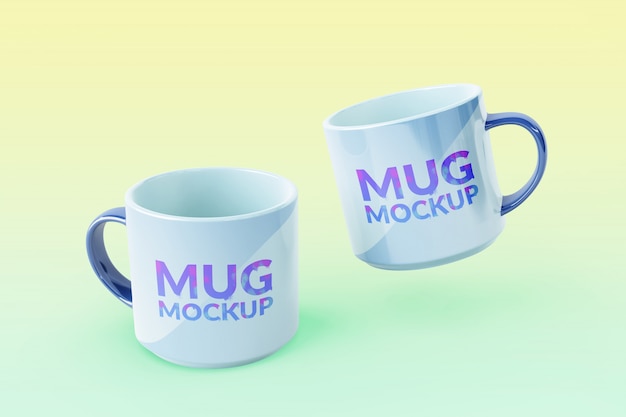 Editable double mug mockups