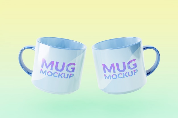 Editable double mug mockups