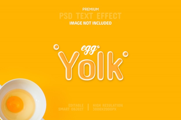 Editable egg yolk text effect template