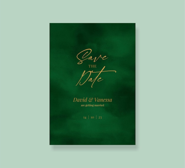 PSD editable emerald green save the date card template design